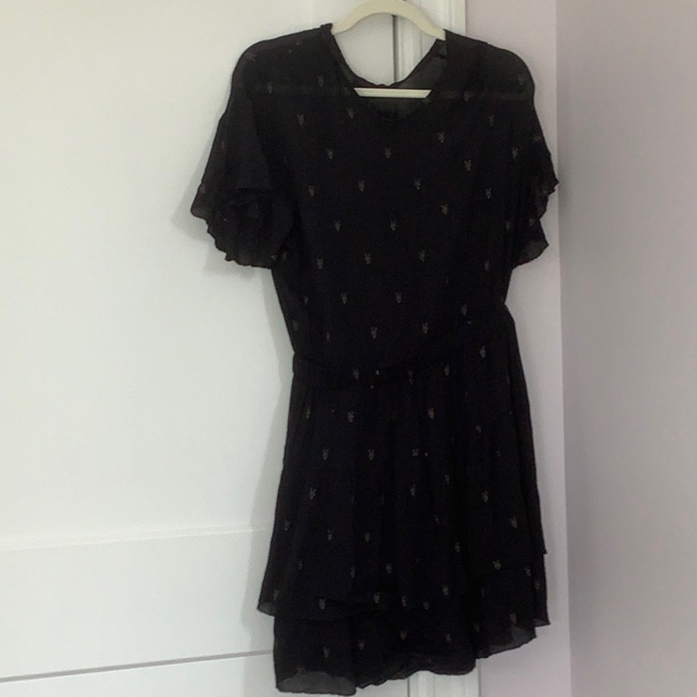 IRO Black Flutter Sleeve Mini Sundress